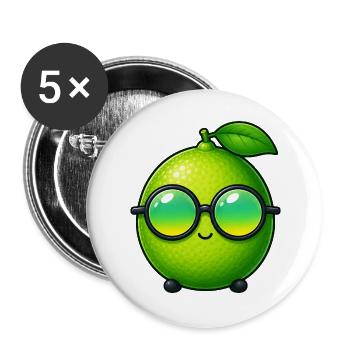 Dessin animé citron citron vert : dessin d’été - Lot de 5 grands badges (56 mm) - blanc - Devant