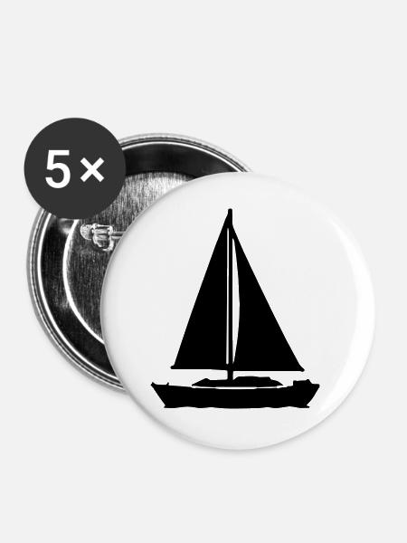 Segelboot - Buttons groß 56 mm (5er Pack) - Weiß