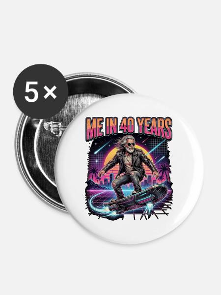 Herren Männer Funny - Buttons groß 56 mm (5er Pack) - Weiß
