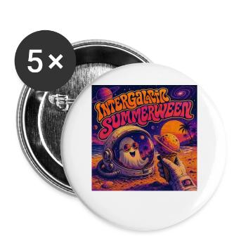 Summerween Astronaut Ghost Sci Fi Halloween Fans - Buttons large 2.2''/56 mm (5-pack) - white - Front