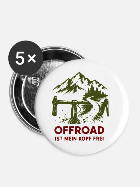 Offroad Freiheit Bergpfad - Buttons groß 56 mm (5er Pack) - Weiß