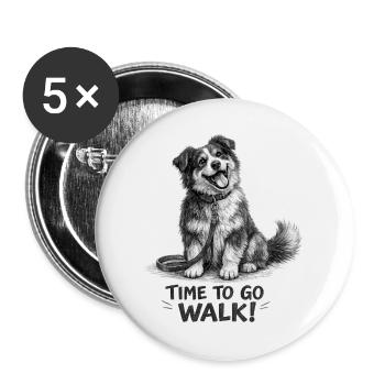 I'm Ready for the Walk Funny Dog - Buttons large 2.2''/56 mm (5-pack) - white - Front