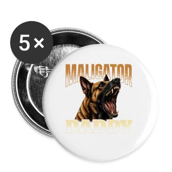 Maligator Daddy Belgian Malinois Dad - Buttons groß 56 mm (5er Pack) - Weiß - Vorne