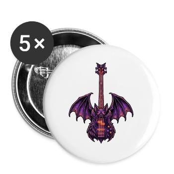 Heavy Metal Bat Guitar - Lot de 5 grands badges (56 mm) - blanc - Devant