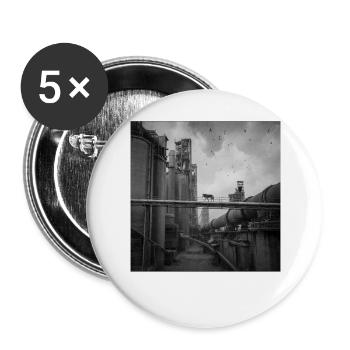 Wolf Lost Place Black & White Art Animal Crime - Buttons large 2.2''/56 mm (5-pack) - white - Front