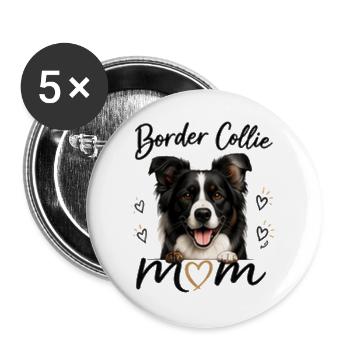 Maman Border Collie – Cadeau pour les amateurs de chiens - Lot de 5 grands badges (56 mm) - blanc - Devant