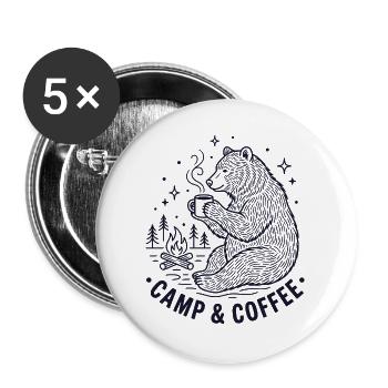 Hiking - Outdoor Adventure - Camp and Coffee - Buttons large 2.2''/56 mm (5-pack) - white - Front