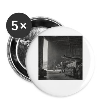 Raven on Plane Lost Place Vintage Animal Crime - Buttons large 2.2''/56 mm (5-pack) - white - Front