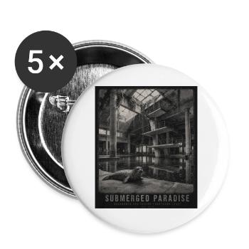 Paradis submergé Lieu perdu Phoques Crime animal - Lot de 5 grands badges (56 mm) - blanc - Devant