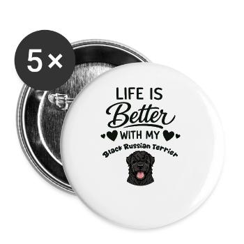 La vie est meilleure avec mon noir - Lot de 5 grands badges (56 mm) - blanc - Devant