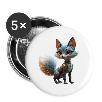 Cyber Blue Fox - Buttons large 2.2''/56 mm (5-pack) - white - Front