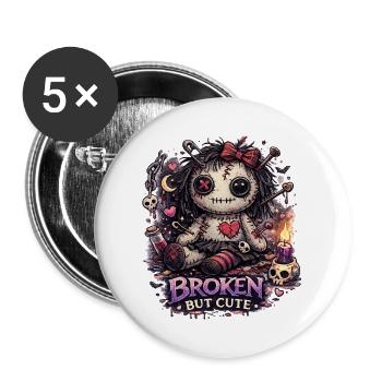 Broken But Cute Rag Doll Gothic - Buttons large 2.2''/56 mm (5-pack) - white - Front