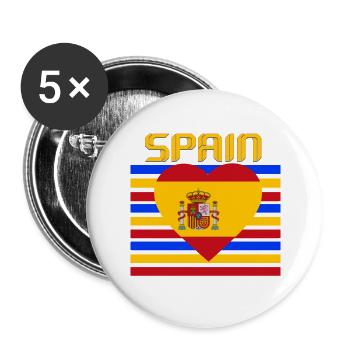 Spain Flag Heart Burst - Buttons large 2.2''/56 mm (5-pack) - white - Front