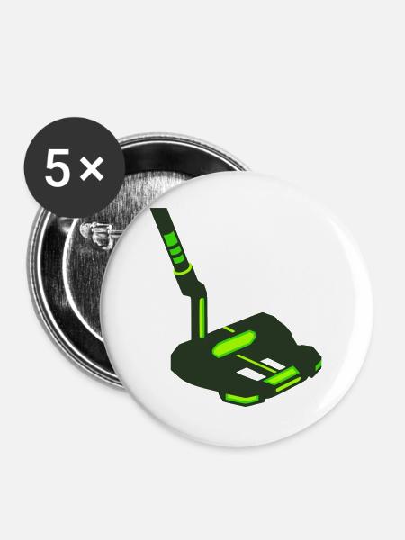 Golf Putter Schlaeger Icon - Buttons groß 56 mm (5er Pack) - Weiß