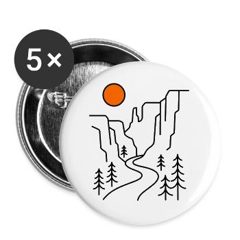 Canyon Mountains Line Art Hiking Gift - Buttons large 2.2''/56 mm (5-pack) - white - Front