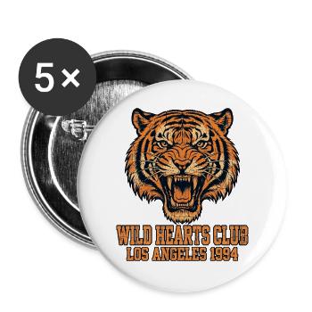 WILD HEARTS CLUB Los Angeles 1994 - Vintage Tiger - Lot de 5 grands badges (56 mm) - blanc - Devant
