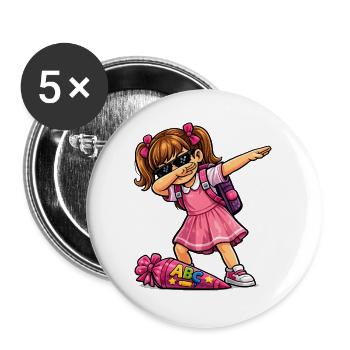 Dabbing ABC shooter (brunette) - Buttons large 2.2''/56 mm (5-pack) - white - Front