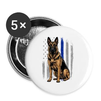 Belgian Malinois Blue Line US Flag - Buttons large 2.2''/56 mm (5-pack) - white - Front
