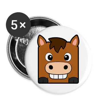 Cheval - Lot de 5 grands badges (56 mm) - blanc - Devant