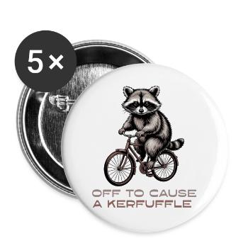 Off to Cause a Kerfuffle Raccoon - Buttons large 2.2''/56 mm (5-pack) - white - Front