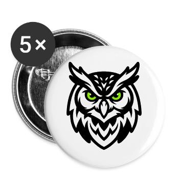 Mascotte hibou Logo E Sport - Lot de 5 grands badges (56 mm) - blanc - Devant