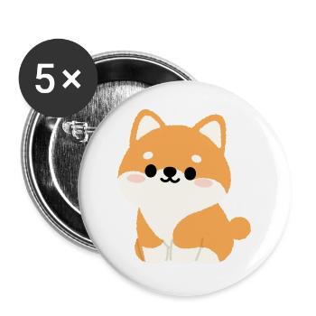 Shiba Inu - Buttons large 2.2''/56 mm (5-pack) - white - Front