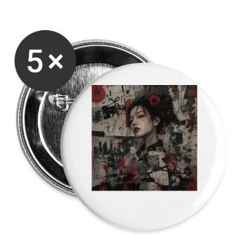 Japanische Kunst Collage Street Art Motiv - Buttons groß 56 mm (5er Pack) - Weiß - Vorne