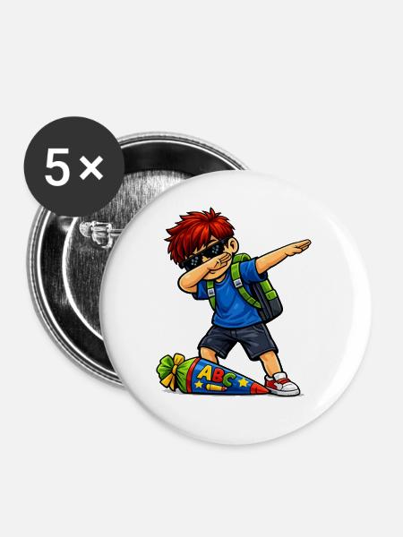 Dabbing ABC-Schütze rote Haare (Ginger) - Buttons groß 56 mm (5er Pack) - Weiß
