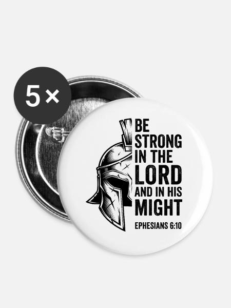 Starker Glaube Helm - Buttons groß 56 mm (5er Pack) - Weiß