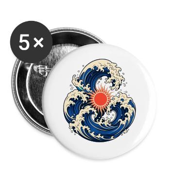 Solar Ocean Waves - Buttons large 2.2''/56 mm (5-pack) - white - Front