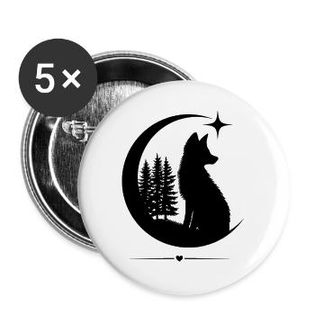 Fuchs Mond Wald - Buttons groß 56 mm (5er Pack) - Weiß - Vorne