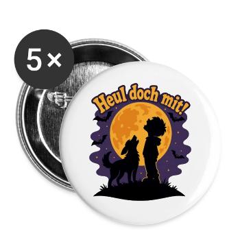 Mondschein-Rudel - Buttons groß 56 mm (5er Pack) - Weiß - Vorne