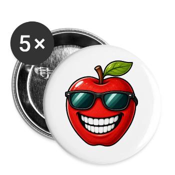 Kawaii Apfel Cartoon Sommer Frucht - Buttons groß 56 mm (5er Pack) - Weiß - Vorne