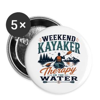 Wochenend-Kajakfahrer-Therapie auf dem Wasser - Buttons groß 56 mm (5er Pack) - Weiß - Vorne