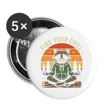 Wandern – Outdoor-Abenteuer – Finde deinen Chill - Buttons groß 56 mm (5er Pack) - Weiß - Vorne