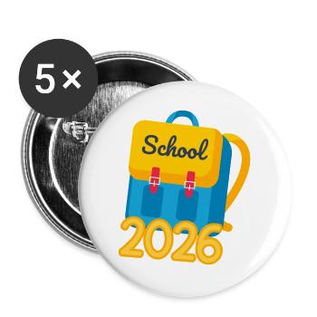 Don d’inscription scolaire 2026 Première année - Lot de 5 grands badges (56 mm) - blanc - Devant