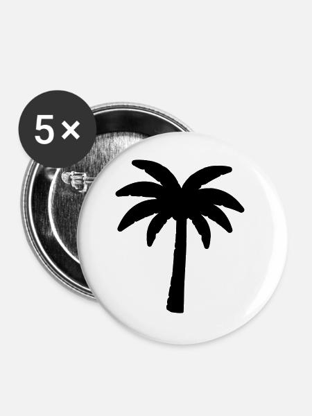 Palme - Buttons groß 56 mm (5er Pack) - Weiß
