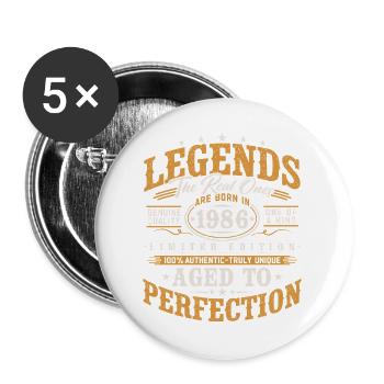 1986 Jahrgang Vintage Geburtstag Geschenk Retro - Buttons groß 56 mm (5er Pack) - Weiß - Vorne