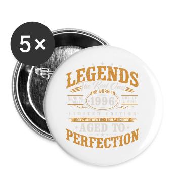 1996 Jahrgang geboren Legenden Vintage Geburtstag - Buttons groß 56 mm (5er Pack) - Weiß - Vorne