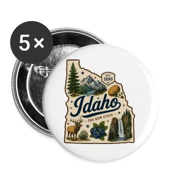 Idaho The Gem State Vintage Travel Aufkleber - Buttons groß 56 mm (5er Pack) - Weiß - Vorne