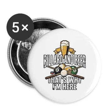 Billard Und Bier - Buttons groß 56 mm (5er Pack) - Weiß - Vorne