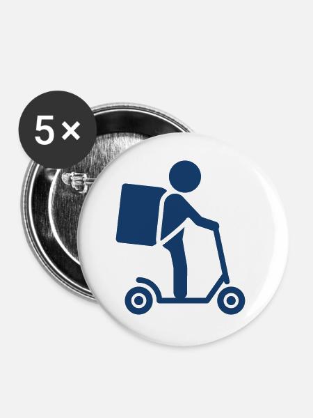 Kurier-Lieferroller Solid Icon - Buttons groß 56 mm (5er Pack) - Weiß