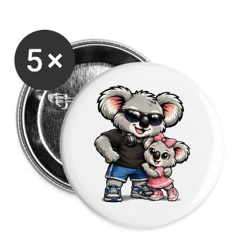 Süßer Koala – Großer Bruder - Buttons groß 56 mm (5er Pack) - Weiß - Vorne