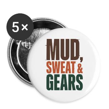 Mud Sweat Gears - Buttons groß 56 mm (5er Pack) - Weiß - Vorne