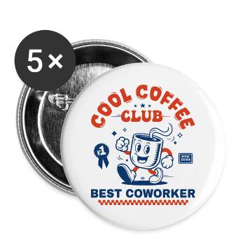 Coffee Club Kaffeeliebhaber-Kollegen-Geschenk - Buttons groß 56 mm (5er Pack) - Weiß - Vorne