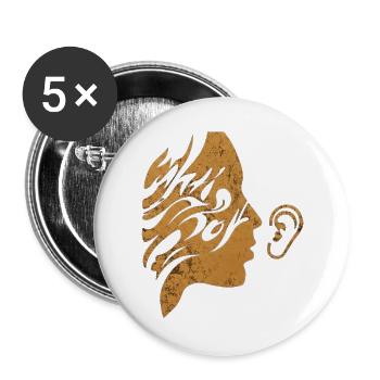 Golden Whispering Face Silhouette Minimalistische Kunst - Buttons groß 56 mm (5er Pack) - Weiß - Vorne