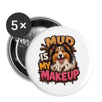 Shetland Shepherd - Buttons groß 56 mm (5er Pack) - Weiß - Vorne