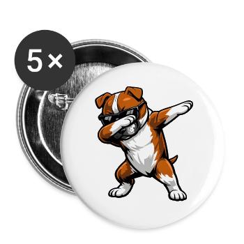 Dabbing Staffordshire Bull Terrier - Buttons large 2.2''/56 mm (5-pack) - white - Front