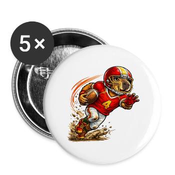 Cute Capybara Playing American Football - Buttons large 2.2''/56 mm (5-pack) - white - Front