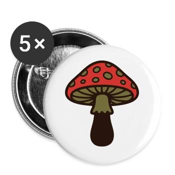 Fliegenpilz Natur Icon - Buttons groß 56 mm (5er Pack) - Weiß - Vorne